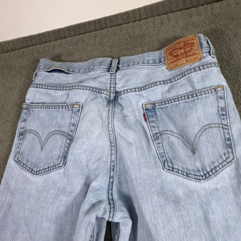Levis 505 Regular Fit Mens Jeans Light Wash Blue Straight Leg 36x34 100% Cotton